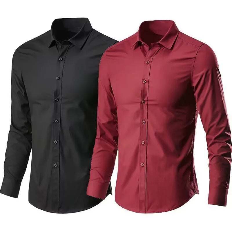 Men's  Anti-wrinkle Comfort Breathable Slim Elastic long Sleeve Shirt