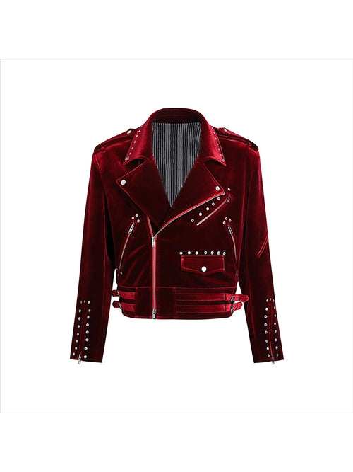 Mauroicardi Short Soft Velvet Biker Men Zipper Elegant Chic Designer Jacket
