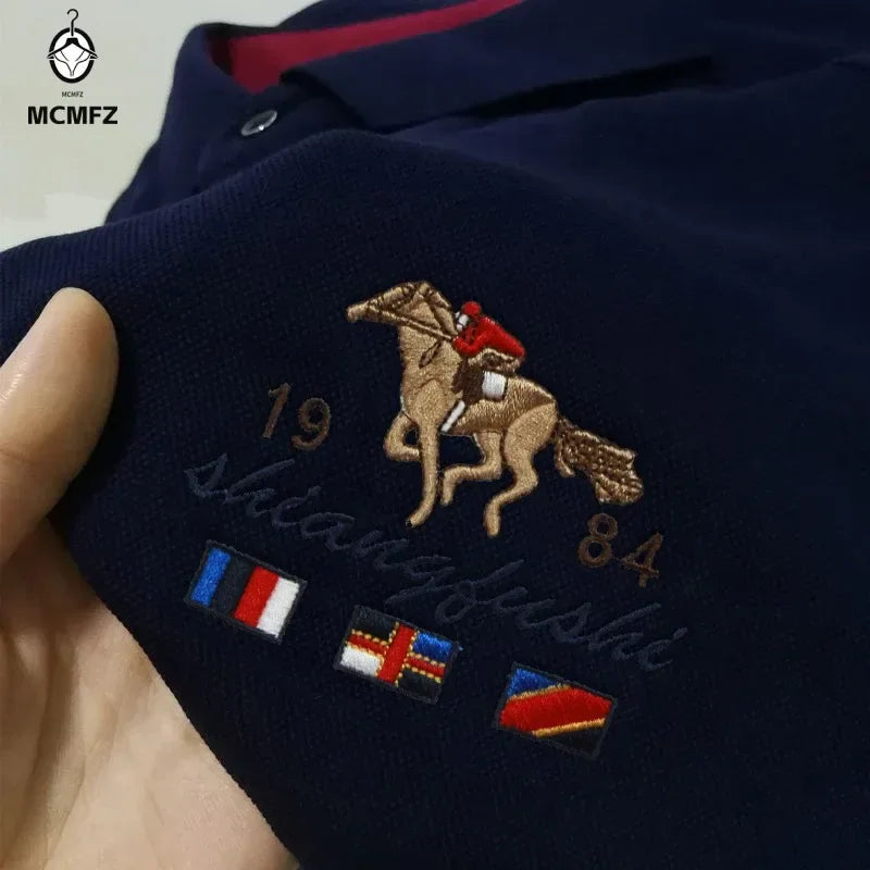Men's Casual Fashion Polo Shirt Breathable and Comfortable Embroidered Top