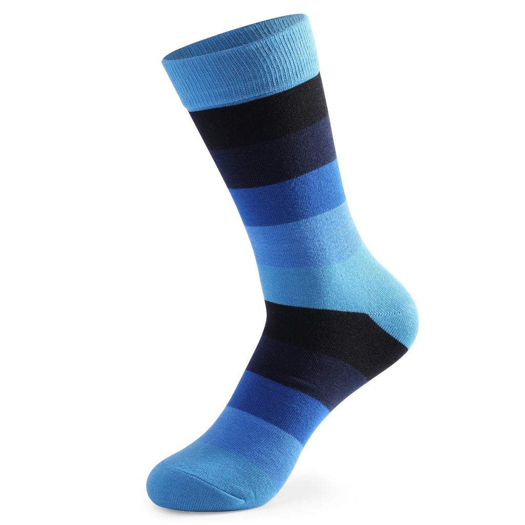 5Pairs Men's Dress Colorful Striped Combed Cotton Novelty Breathable Casual Socks