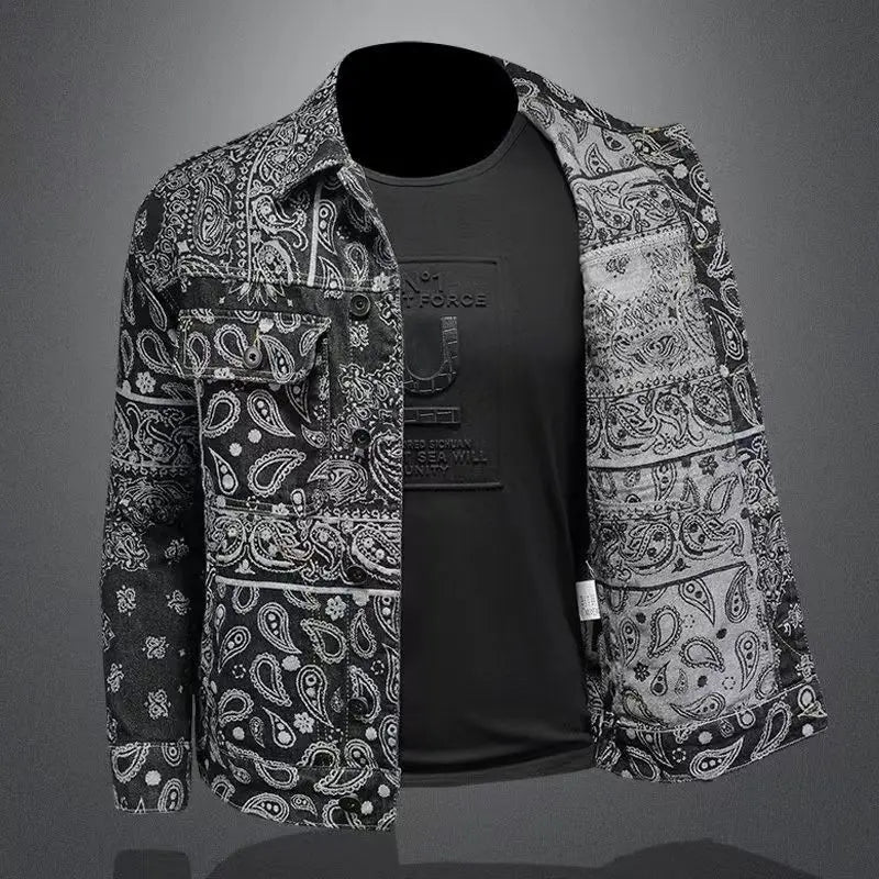 Male Coats Button Pocket Men's Denim Jacket Cowboy Oversize Outwear