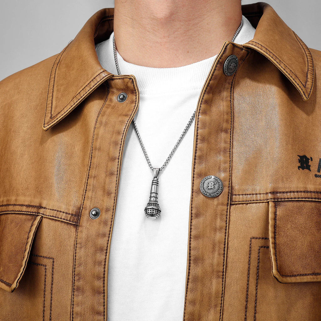 Microphone Men Necklaces Pendant Stainless Steel Jewelry