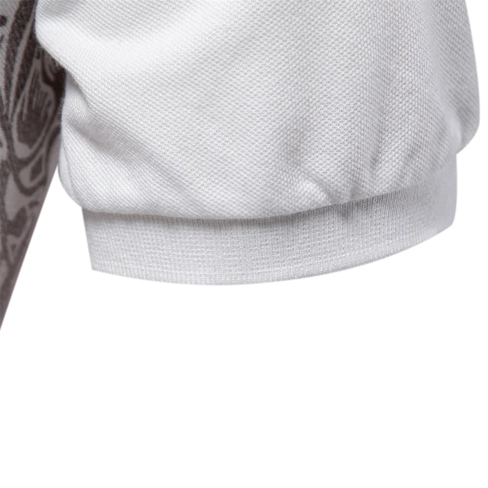 Men's Short Sleeve Polo Shirt Gradient Printed Cotton Blend Fashion