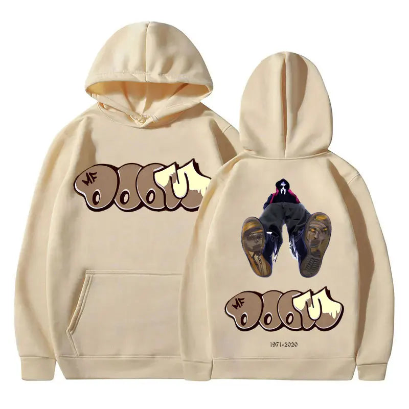 MF Doom Double Sided Print Hoodie Men Hip Hop Vintage Streetwear Sweatshirt
