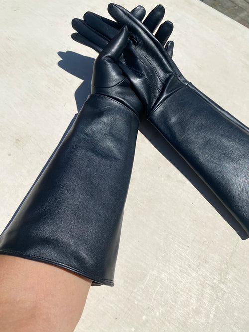 Men's Luxury Long Leather Gloves Unlined Soft Thin Fitted Gloves