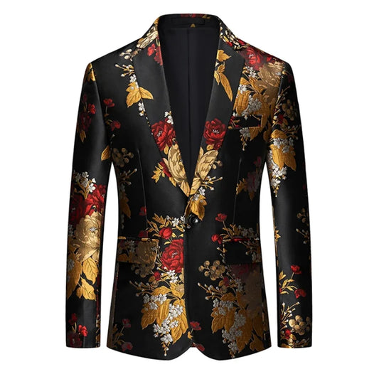 High Quality Men's Business Casual Handsome Stylish Floral Blazer Jacket