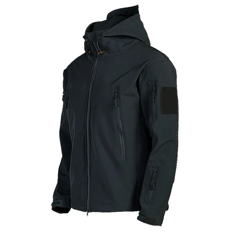 Shark Skin Soft Shell Combat Jackets Men's Hooded Bomber Coats