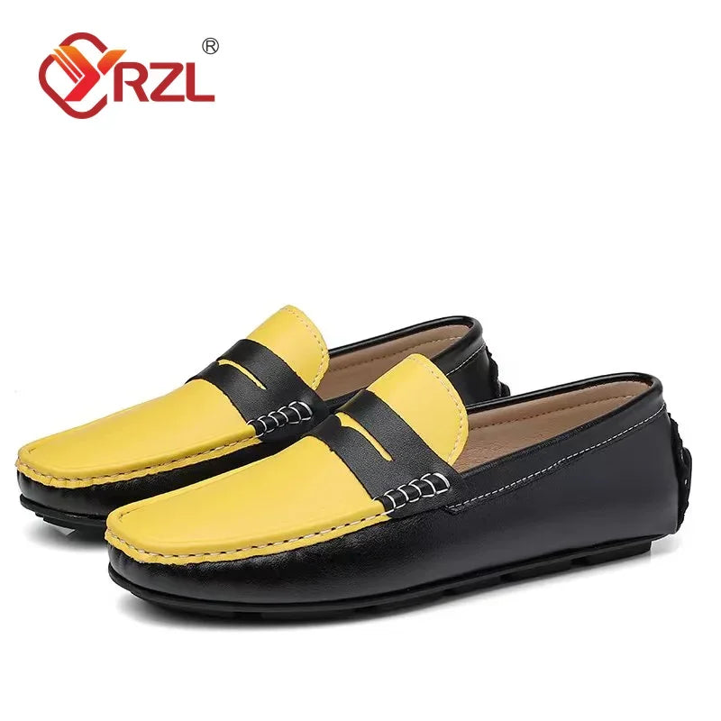 Loafers Handmade Genuine Leather Flats Moccasins Men's Mixed Colors Shoes