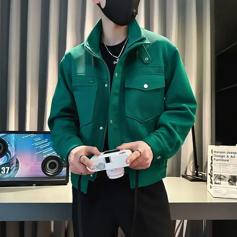 Jacket for Men Short Cargo High Quality Vintage Joker Luxury Designer Coat