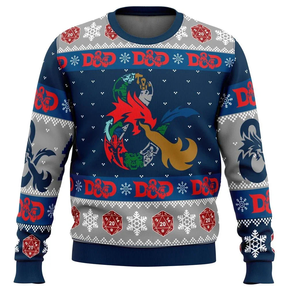 3D Sweatshirt Roll Initiative Dungeons & Dragons Ugly Christmas Sweater Pullover