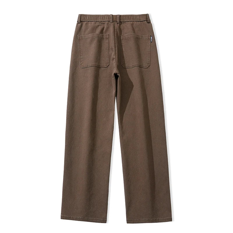 Men's Lyocell Straight Loose Elastic Waist Jeans Comfortable Pants Plus Size 5XL