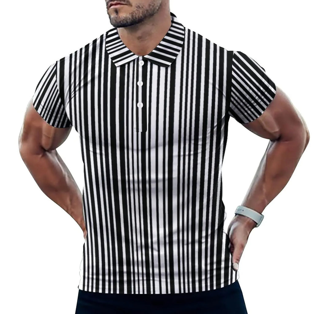 Multi Geometric Print Polo Mondrian Style Streetwear T-Shirts Collar Oversized Clothing