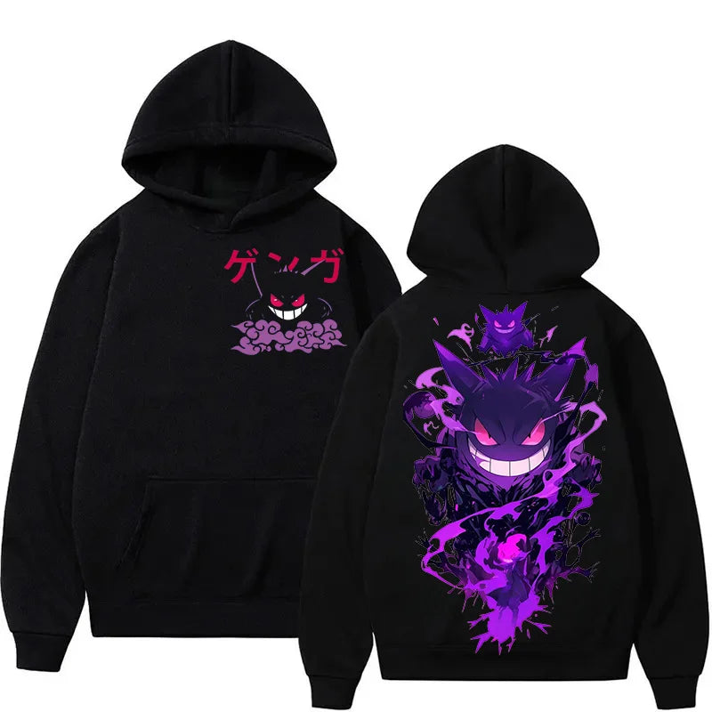 Pokémon Gengar Men Hoodie Loose Street Animation Printing Casual Cool Sweater