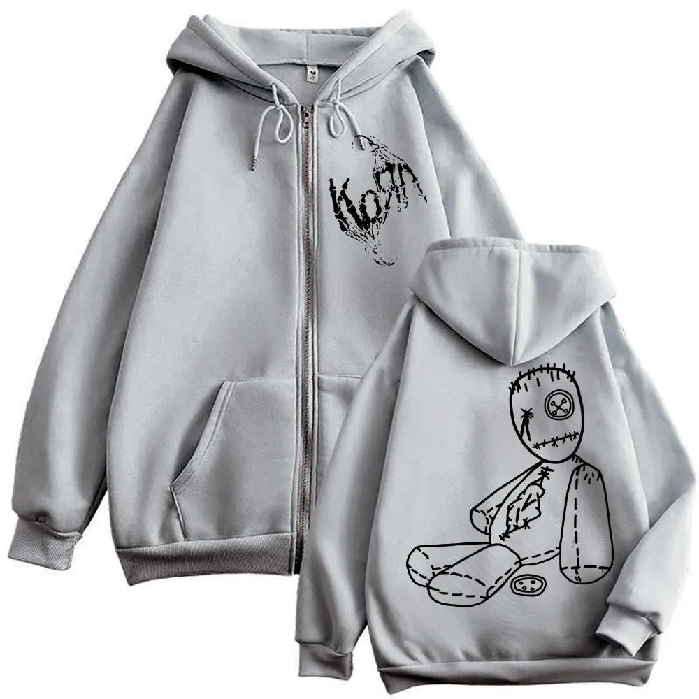 Korn Rock Band Merch 100% cotton Print Zipper Hoodie Album Issues High Quality Fashion