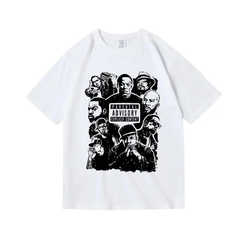 West Coast Hip Hop Loose Cotton Short Half Sleeve T-Shirt Men's Street Casual Top