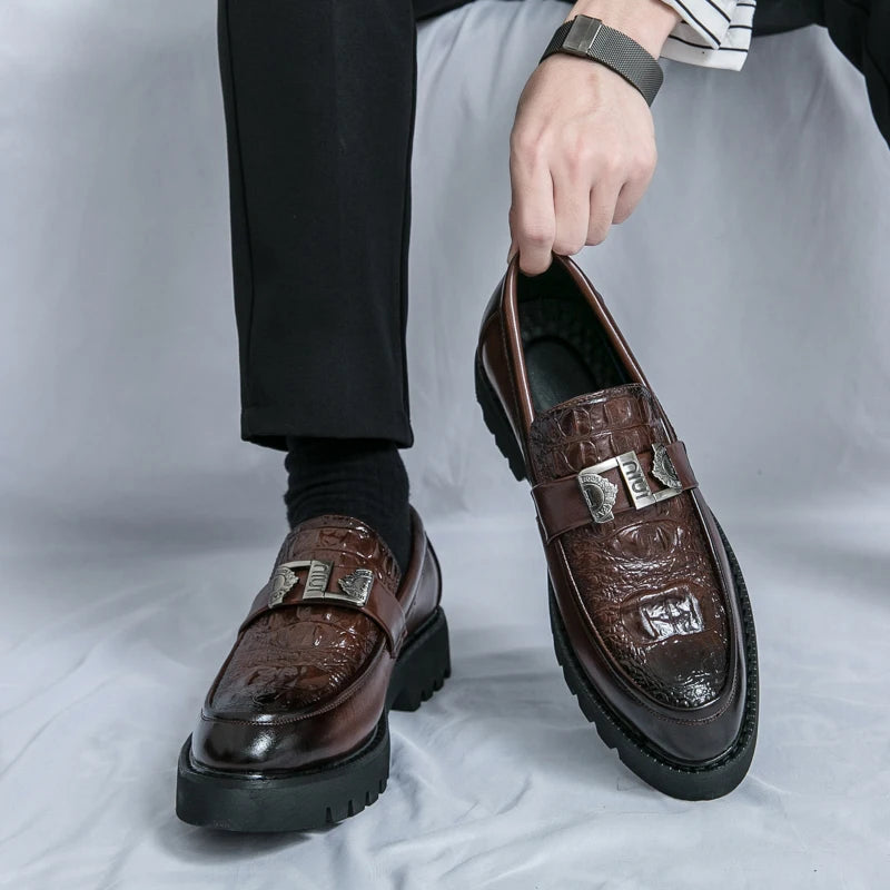 Men's Thick Soled Men Dress Platform Comfortable Slip-On Shoes