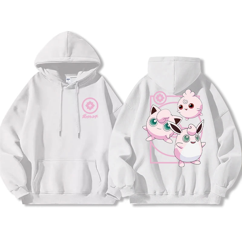 Pokémon Front and Rear Printed Hoodie Men Harajuku Large Size Casual Sweater