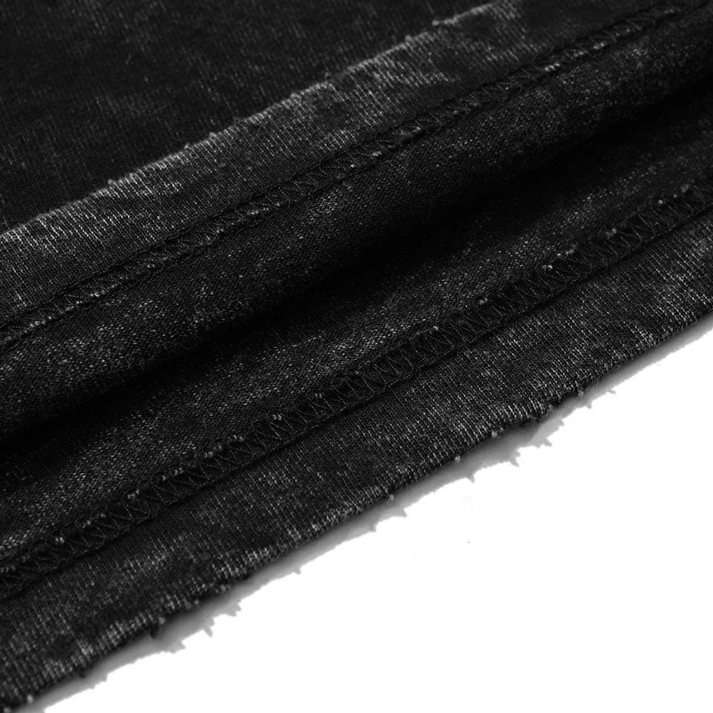 Vintage Men Streetwear Anime Print Short Sleeve Cotton T Shirt