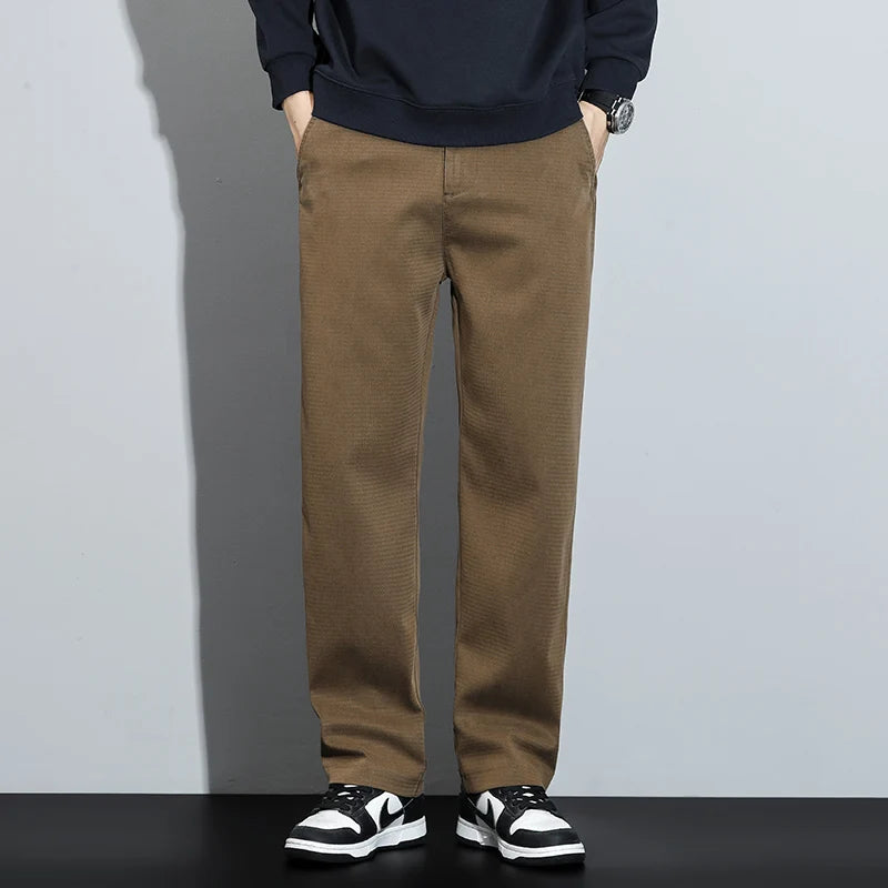 Men's Lyocell Straight Loose Elastic Waist Jeans Comfortable Pants Plus Size 5XL