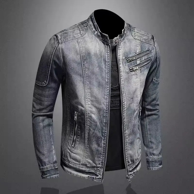 High Quality Men Handsome Casual European/American Zipper Denim Jacket M-4XL