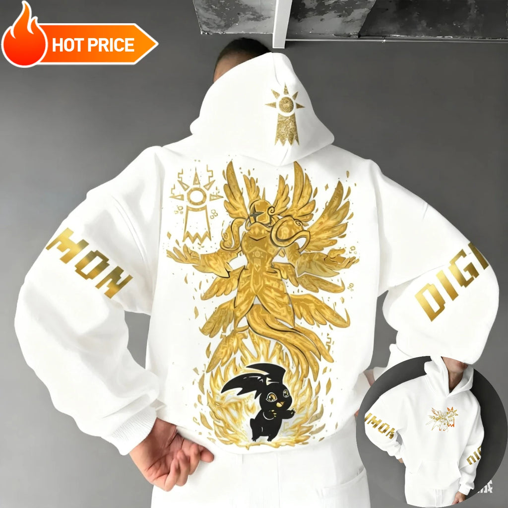 Digimon Patamon Harajuku Unisex Vintage Streetwear Oversized Hoodie Sweatshirt Long Sleeve Top