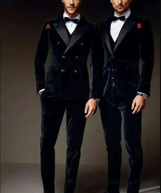 3 Pics Velvet Men's Tuxedo Men's Formal Suits Jacket and Pants