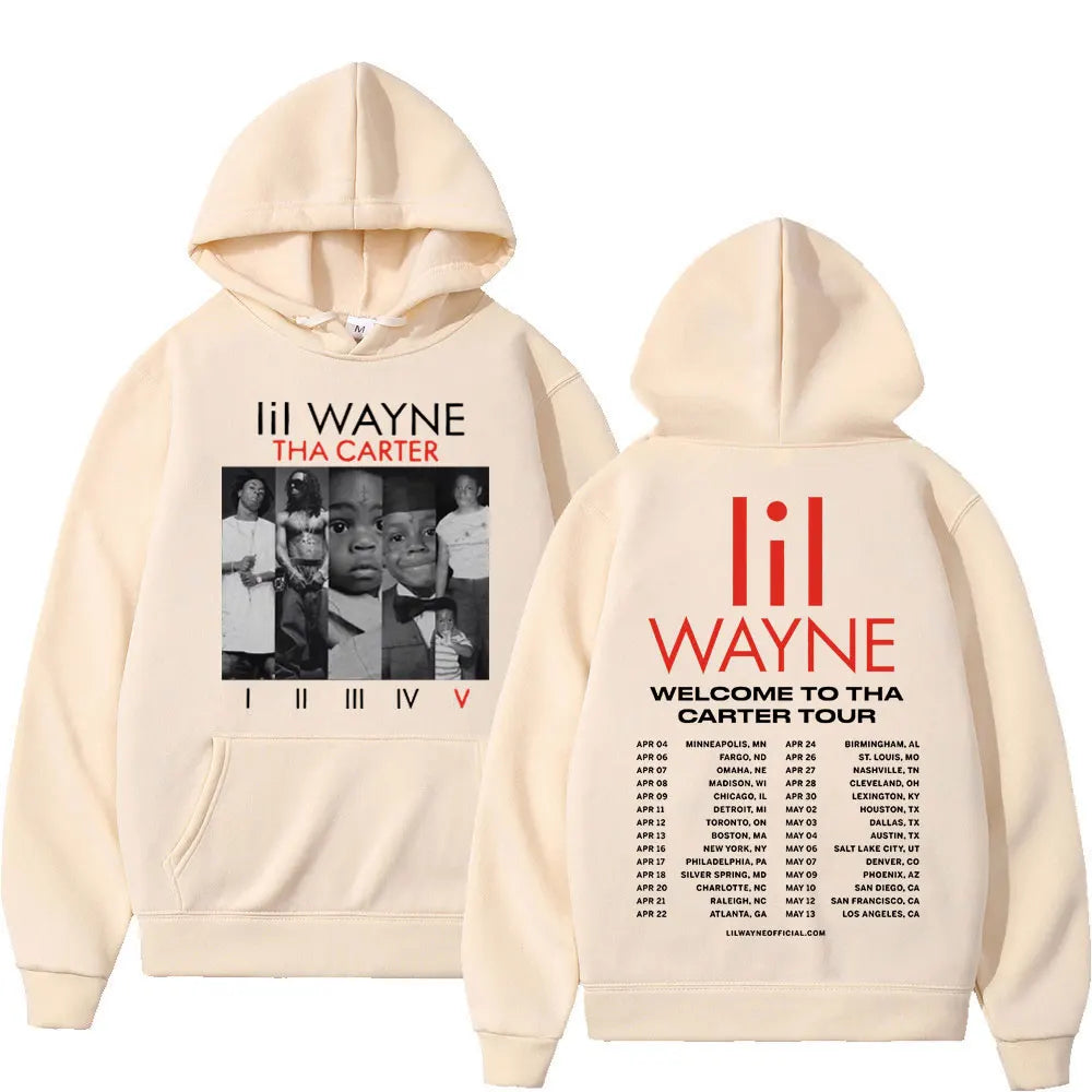 Lil Wayne Double Sided Print Hoodie Unisex Hip Hop Sweatshirts Vintage Oversized Pullover