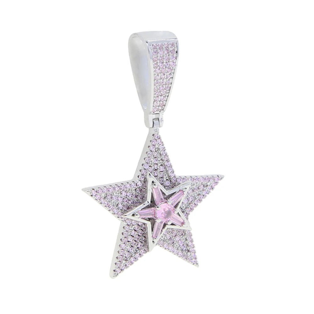 Iced Out Rotatable Star Pendants Cubic Zirconia Multi Layers Men Jewelry