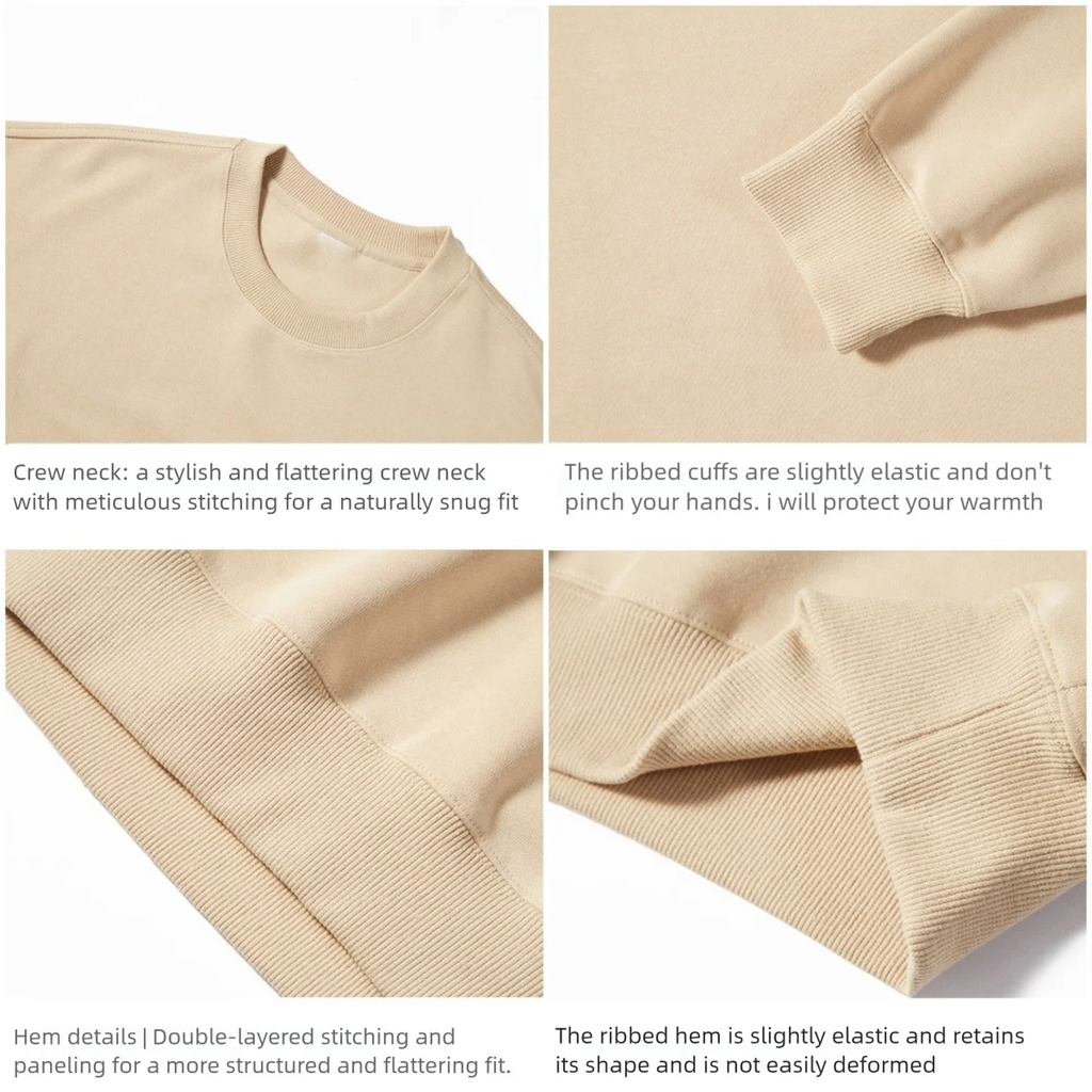 Men's Cherry Blossom and Chinese-character Printed Loose Sweatshirt Outdoor Round Neck Pullover