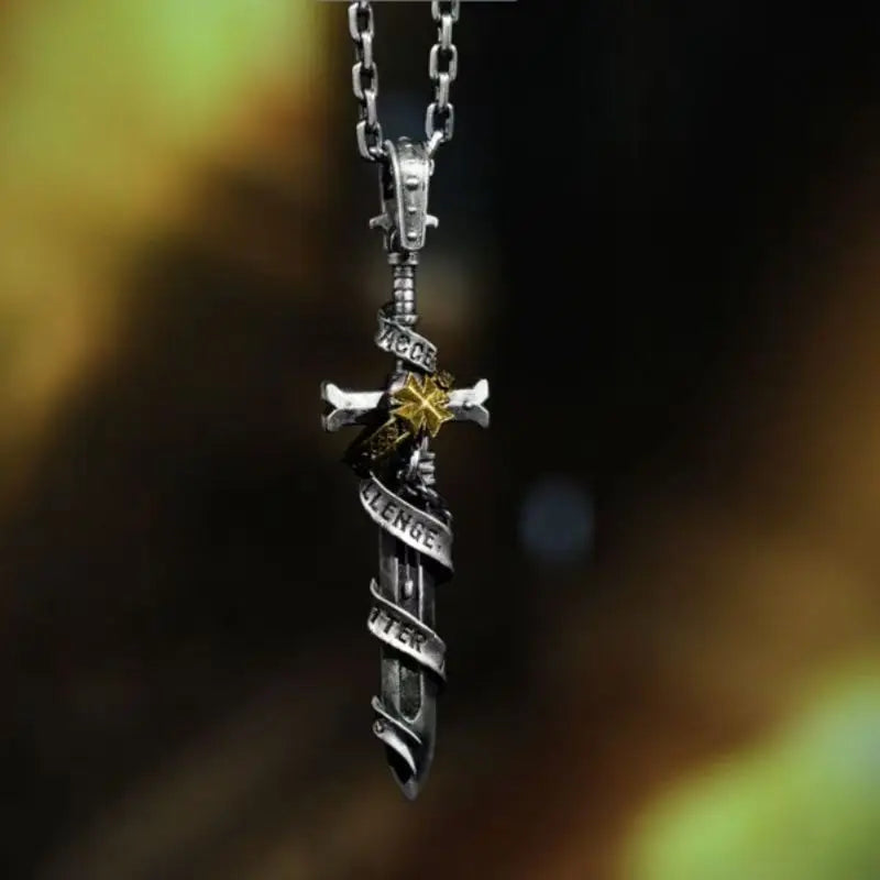 Europe Style Star Casting Black Templar for Men Katana Master Sword Pendant