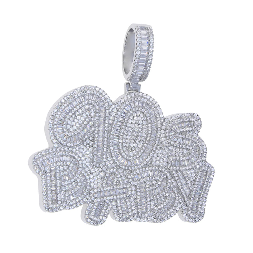 Iced Out 90s Baby Necklace Pendant for Men Cubic Zirconia Charm Jewelry