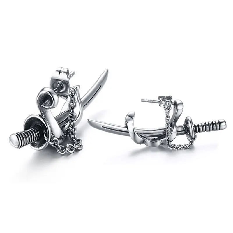 Domineering Punk Style Sword Gothic Samurai Sword Earrings Jewelry