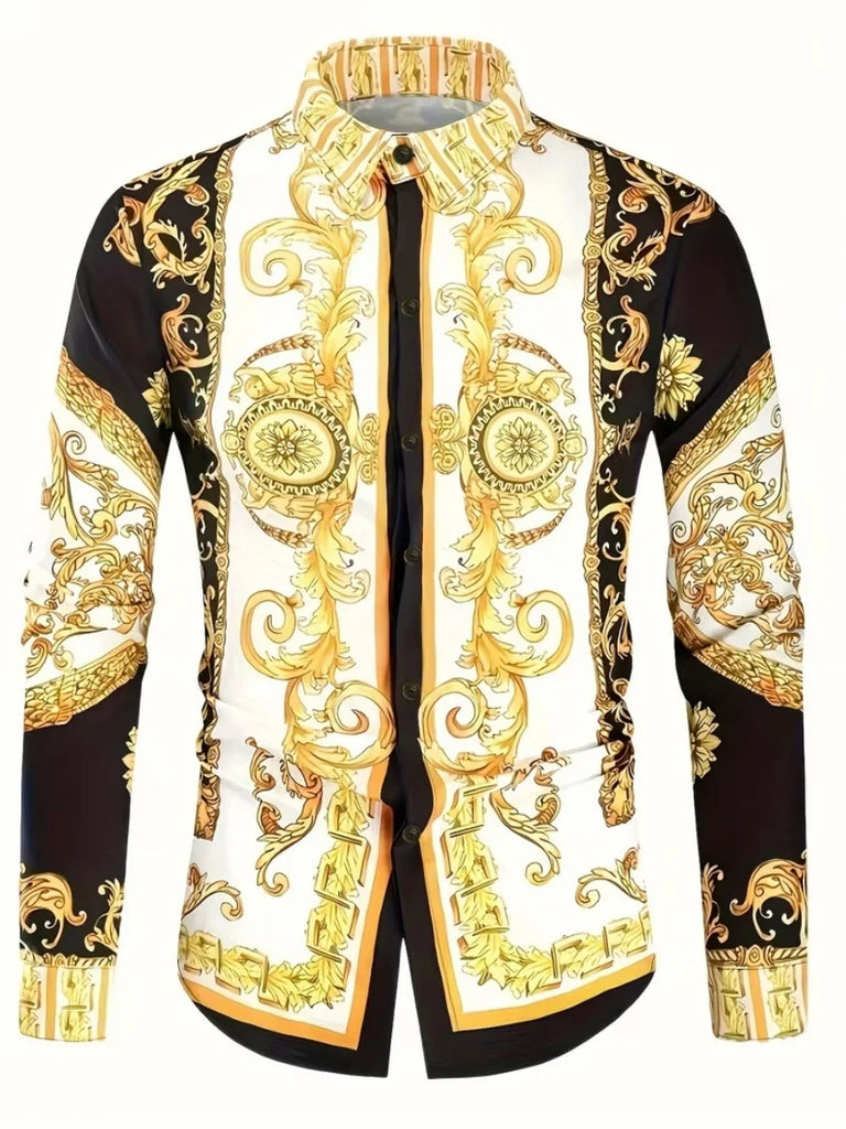 Men's lapel button-down fashionable and luxurious soft and comfortable plus size shirt