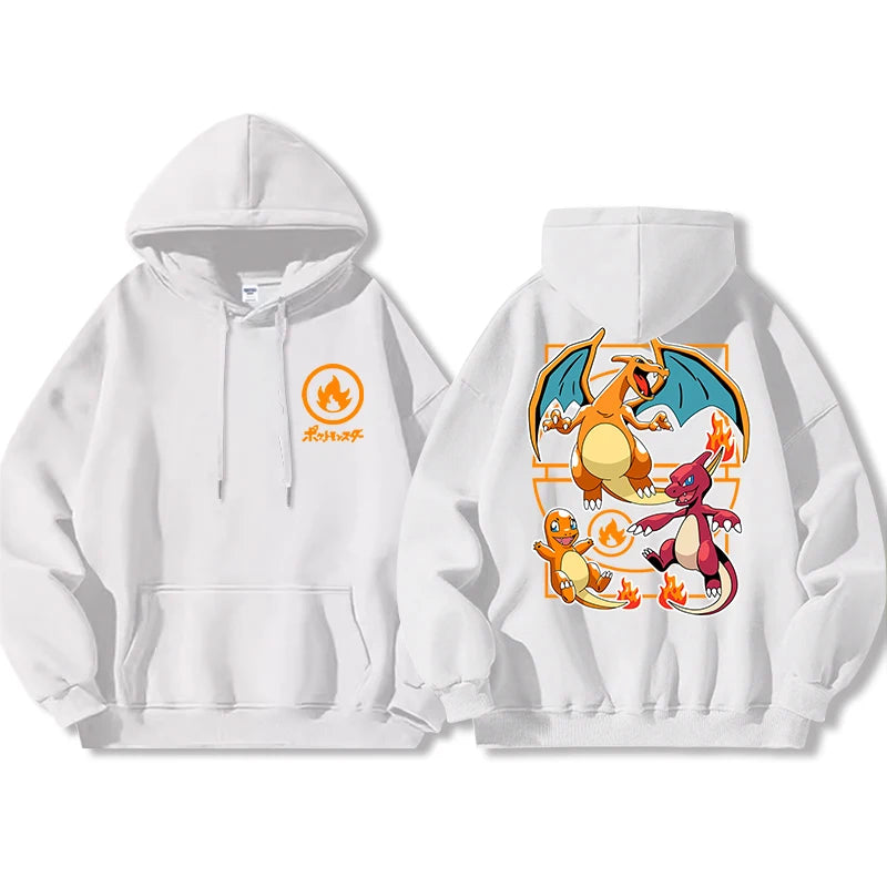 Pokémon Front and Rear Printed Hoodie Men Harajuku Large Size Casual Sweater