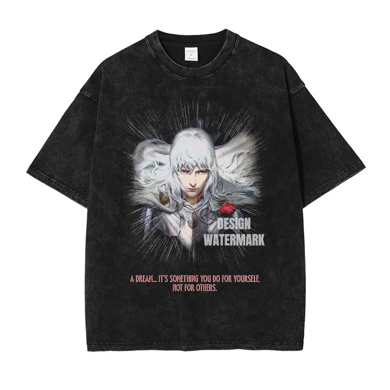 Berserk T-shirts Oversized Vintage Washed Short Sleeve Retro Manga Tops