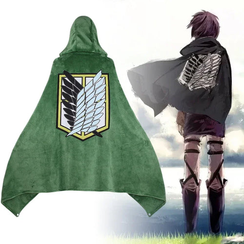 Attack on Titan Hoodie Cloak Pajamas Blanket Cloak Flannel Blanket Comfy Homeware