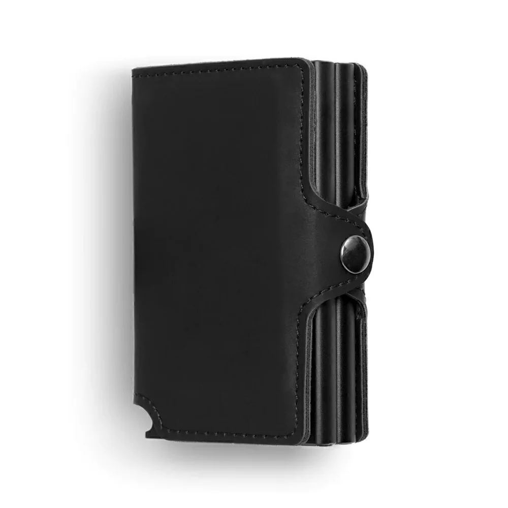 Anti RFID Dual Pop Up Men's Wallet Pu Leather Smart Card Aluminum Box