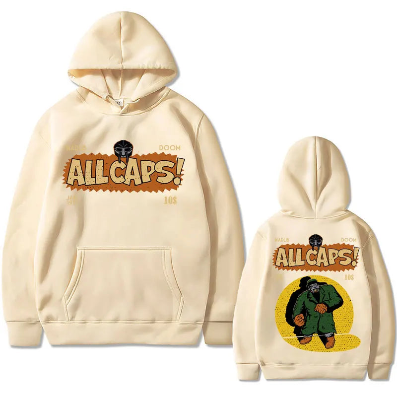 Madlib Doom Print Hoodies Pullover MF Doom Amazing Sweatshirt Men's Fleece Streetwear