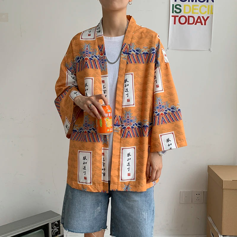 Japanese shirt men street clothing harajuku kimono