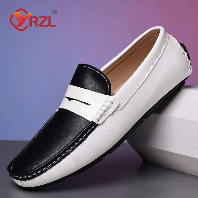 Loafers Handmade Genuine Leather Flats Moccasins Men's Mixed Colors Shoes