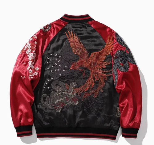 Dragon Embroidered Men's Jacket Yokosuka Four Divine Beasts Baseball Coats