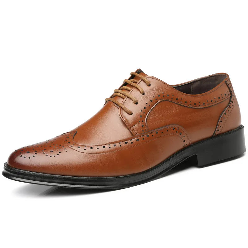 Handcrafted Men's Genuine Calfskin Leather Brogue Dress Shoes