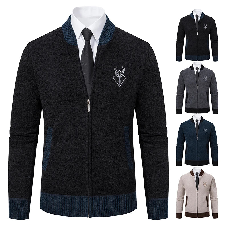 Chenille padded jacket men's warm trend knitted cardigan sweater coat