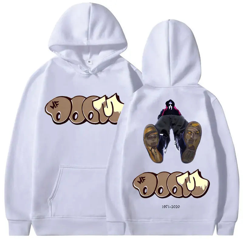 MF Doom Double Sided Print Hoodie Men Hip Hop Vintage Streetwear Sweatshirt