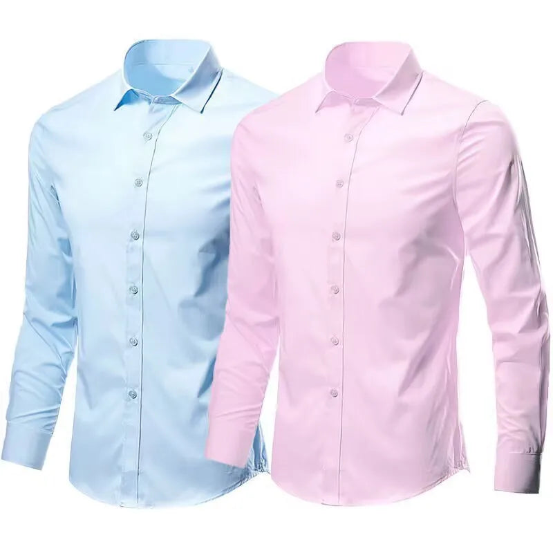 Men's  Anti-wrinkle Comfort Breathable Slim Elastic long Sleeve Shirt