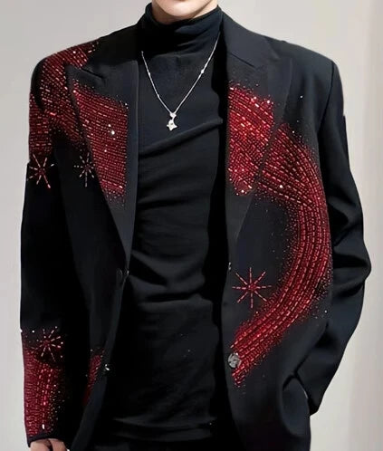 Hot Diamond Shoulder Padded Blazers Men's High-end Handsome Suit Light Jackets