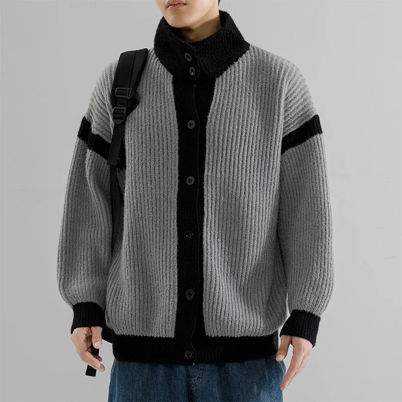 Lapel Buttoned Cardigan Thickened Loose Lapel Sweater Jacket Versatile Top