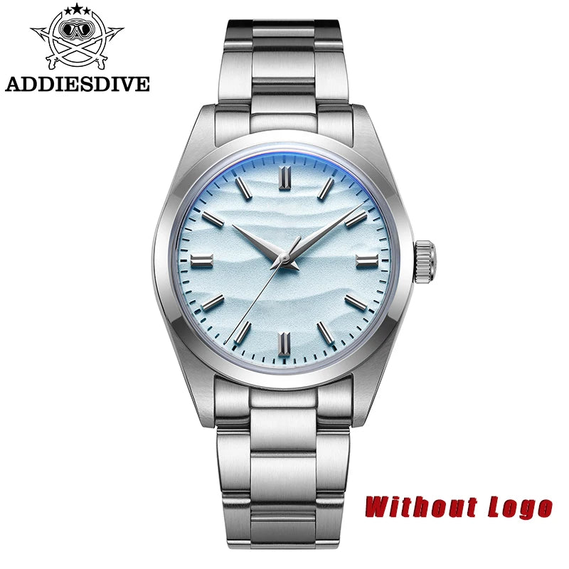 Men's Sand Dial 36mm Quartz Waterproof Stainless Steel AR Coated Dome Glass Wristwatch