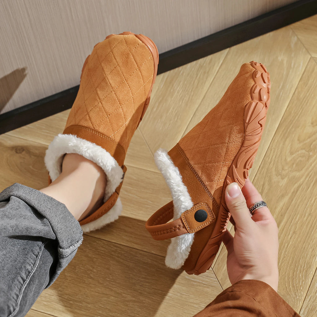 Chamois Leather Unisex Indoor Men's Warm Wide toe Shoes Cotton Barefoot Slipper