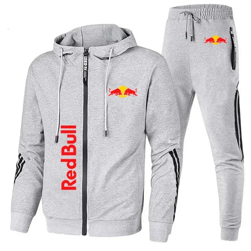 Red Bull Sportswear Jacket Men's Hooded Suit Leisure Outdoor Fitness Sets